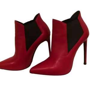 ysl red velvet boots